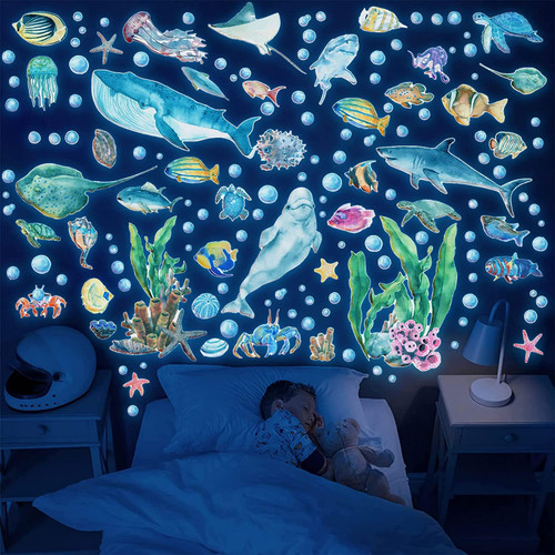 Glow in The Dark Ocean Fish Wall Decals,Under The Sea Wall Stickers Decals Decor Luminous Sea Life Animals Waterproof Stick Wall Decal for Kids Boys Bedroom Watercolor Ocean Creatures Decor (Ocean) Glow in The Dark Ocean Fish Wall Decals,Under The Sea Wall Stickers Decals Decor Luminous Sea Life Animals Waterproof Stick Wall Decal for Kids Boys Bedroom Watercolor Ocean Creatures Decor (Ocean)