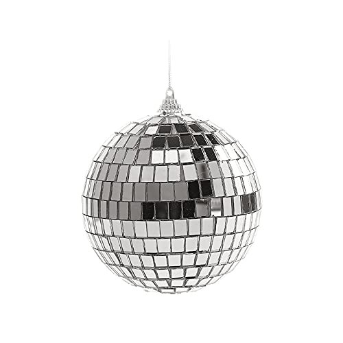 36Pcs Mirror Disco Balls Ornaments,1.2''Mini Disco Balls Silver Hanging Decorations for 70s Disco Party Supplies,Silver Hanging Disco Ball Reflective Mirror Ball Cake Decoration with Hanging String