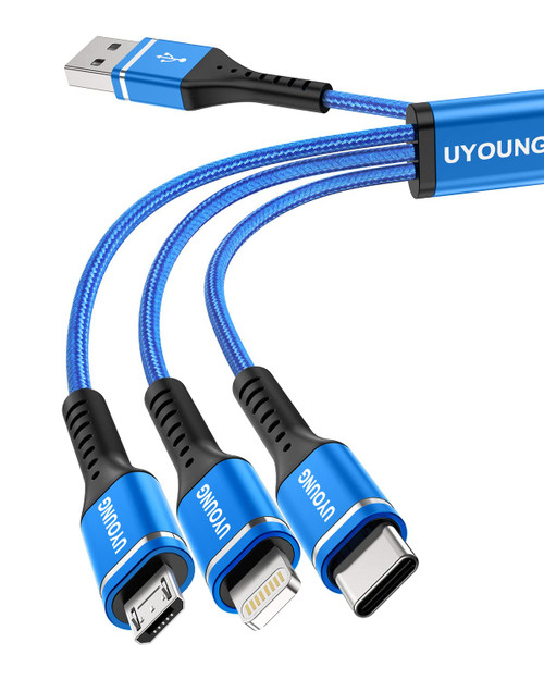 UYOUNG Multiple Charging Cable, 2Pack 4FT 3 in 1 Fast Charge Cord Nylon Braided Universal Multi USB Charger Cable with Type-C/Lightning/Micro USB Port Connectors for Cell Phone/iPhone/Tablet and More UYOUNG Multiple Charging Cable, 2Pack 4FT 3 in 1 Fast Charge Cord Nylon Braided Universal Multi USB Charger Cable with Type-C/Lightning/Micro USB Port Connectors for Cell Phone/iPhone/Tablet and More
