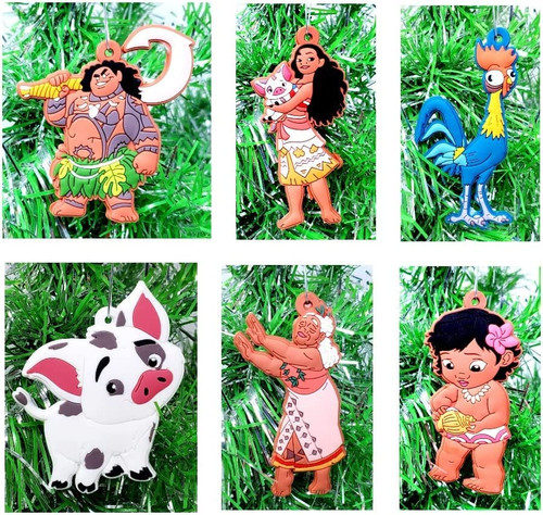 Moana Christmas Ornament 5 Piece Set with Moana, Hei Hei, Maui and Friends (Unique Design)