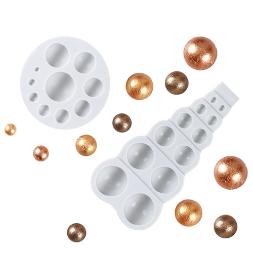 3D Half Round Pearl Fondant Silicone Molds Pearl Silicone Fondant Mold Semi Sphere Chocolate Candy Mold Round Pearl Sugar Cake Mold Cake Decorating Sugar Craft Polymer Clay