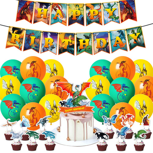 Fire Dragon Birthday Party Decorations Including Dragon Banner Cake Topper & Cupcake Toppers, Balloons, Fantasy Dragon Theme Party Supplies for Kids Teens Birthday Party Decor Fire Dragon Birthday Party Decorations Including Dragon Banner Cake Topper & Cupcake Toppers, Balloons, Fantasy Dragon Theme Party Supplies for Kids Teens Birthday Party Decor