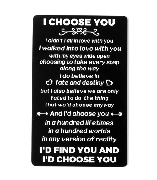 Barcur I Choose You Wallet Card Gift, Groom Bride Gifts on Wedding Day, I Walked into Love with You Cards Gifts for Him Husband, Engagement, Valentines
