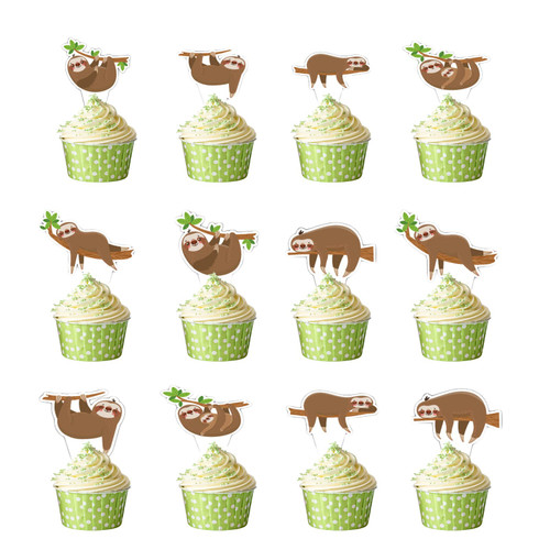 24 Pcs Sloth Cupcake Topper - Sloth Birthday Party Supplies Mixed Shaped Sloth Party Decorations for Wedding Boys Girls Birthday Party Baby Shower 24 Pcs Sloth Cupcake Topper - Sloth Birthday Party Supplies Mixed Shaped Sloth Party Decorations for Wedding Boys Girls Birthday Party Baby Shower