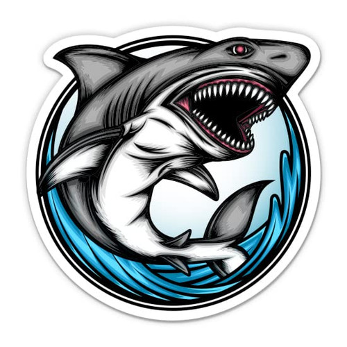 Shark Fierce Sticker - 3" Laptop Sticker - Waterproof Vinyl for Car, Phone, Water Bottle - Shark Decal