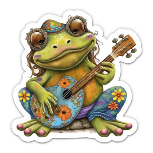 Hippie Frog Peace Sticker - 5" Laptop Sticker - Waterproof Vinyl for Car, Phone, Water Bottle - Peace Love Hippy Decal Hippie Frog Peace Sticker - 5" Laptop Sticker - Waterproof Vinyl for Car, Phone, Water Bottle - Peace Love Hippy Decal