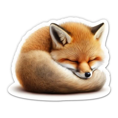 Cute Little Fox Sticker - 5" Laptop Sticker - Waterproof Vinyl for Car, Phone, Water Bottle - Fox Sleeping Decal
