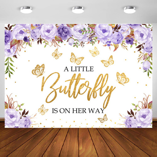 Aperturee A Little Butterfly is On The Way Baby Shower Backdrop 10x7ft Purple Floral Gold Dots Girls Princess Photography Background Party Decoration Supplies Cake Table Banner Photo Booth Props Aperturee A Little Butterfly is On The Way Baby Shower Backdrop 10x7ft Purple Floral Gold Dots Girls Princess Photography Background Party Decoration Supplies Cake Table Banner Photo Booth Props