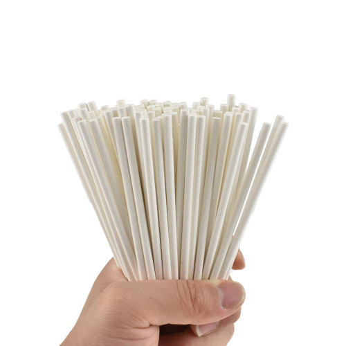 HAHIYO 4 inches/10cm 100-Count White Paper Lollipop Sticks Cake Pop Sticks Treat Sticks Sucker Sticks Candy Apple Sticks for Lollipop Hard Candy Chocolate Christmas Children