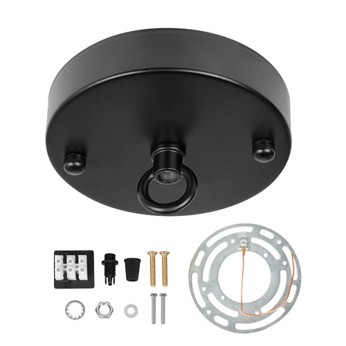 KIGHSIN 4.7 Inches Industrial Black Ceiling Light Canopy, Pendant Light Plate Cover, Iron Canopy Kit for Chandelier, Lighting Fixture Mounting Hardware (Surface Hanging)