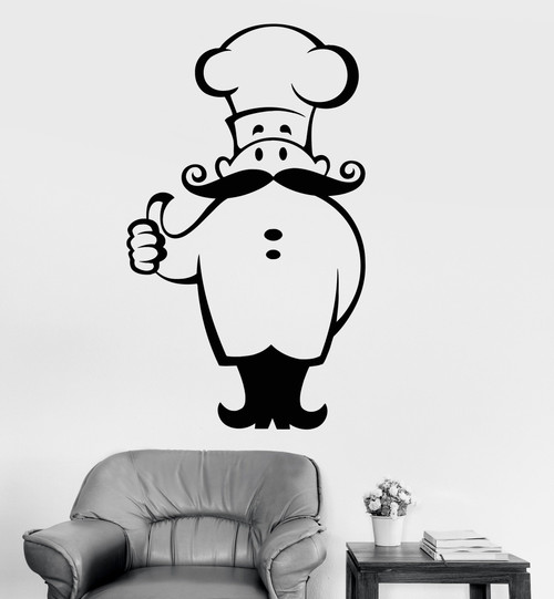 Large Vinyl Wall Decal Chef Restaurant Cook Kitchen Decor Stickers Mural (ig3473) Black Large Vinyl Wall Decal Chef Restaurant Cook Kitchen Decor Stickers Mural (ig3473) Black