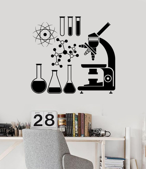 Wall Vinyl Decal Microscope Science Scientist Chemistry School Stickers (ig3079) Matte Black Wall Vinyl Decal Microscope Science Scientist Chemistry School Stickers (ig3079) Matte Black