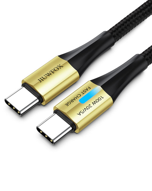 JIUWFOX USB C to USB C Cable,[2-Pack 6ft+6ft], USB Type C Charger Cable 100W/5A Fast Charging, for Samsung Galaxy S23/S22/S21, MacBook Pro 2020, iPad Pro 2020, LG, Pixel, Switch, and More.