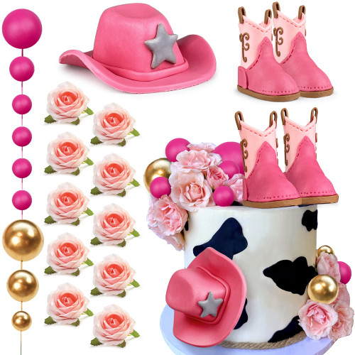 22PCS Cowgirl Cake Decorations Cowgirl Hat and Boot Cake Toppers Western Cowgirl Birthday Baby Shower for Western Theme Party Favors Supplies