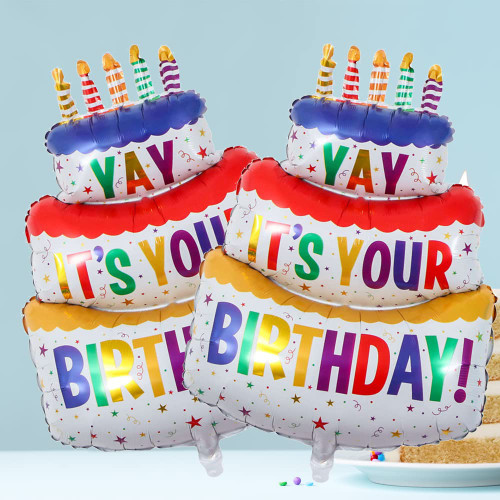 LOVSONG Happy Birthday Cake Foil Balloons Birthday Party Balloons Happy Birthday Large Foil Balloon set