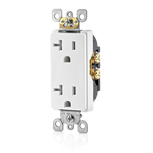 Leviton T5825-W 20 Amp, Tamper- Resistant, Decora Duplex Receptacle, Residential Grade, White