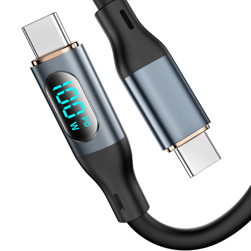 USB C to USB C Cable Type C Fast Charge 5A PD 100W C to C Super Fast Charging with LED Display,USB C Charging Cable 480Mbps Data Silicone Charge Cable for Samsung Galaxy iPad MacBook Pixel