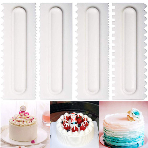 Hofumix Cake Scraper Cake Decorating Comb Icing Smoother Cake Edge Smoother Cream Spatulas for Kitchen Baking DIY Tools 4pcs