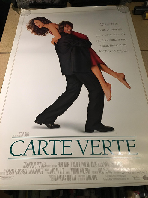 GREEN CARD (1990) Original Movie Poster 27x40 - Single-Sided - Gerard Depardieu - And McDowell - Babe Neuwirth - Gregg Edelman