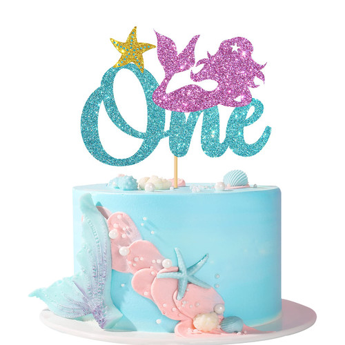 Glitter Mermaid One Cake Topper/Mermaid Sign Baby Girl 1st Birthday Cake Decor/Ocean Under The Sea Mermaid One Theme Party Supplies/Sky Blue & Pink Glitter Mermaid One Cake Topper/Mermaid Sign Baby Girl 1st Birthday Cake Decor/Ocean Under The Sea Mermaid One Theme Party Supplies/Sky Blue & Pink