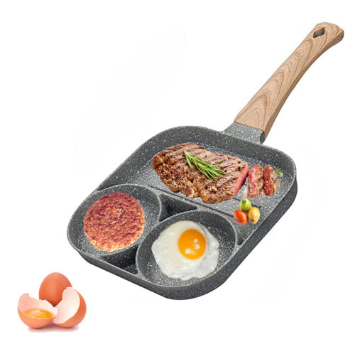3 Holes Frying Pan, Non Stick Fried Eggs Pancake Cooking Pan, Multi Egg Frying Pan, Suitable for Fried Eggs Steak Meat Bacon and Fish