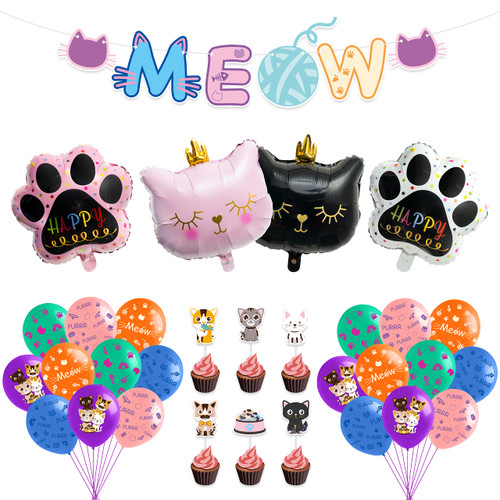33Pcs Cat Birthday Party Decorations, Kitten Party Supplies Include Meow Birthday Banner Cat Paw Foil Balloons Kitten Cake Cupcake Toppers for Cat Theme Birthday Party Kitty Party Supplies 33Pcs Cat Birthday Party Decorations, Kitten Party Supplies Include Meow Birthday Banner Cat Paw Foil Balloons Kitten Cake Cupcake Toppers for Cat Theme Birthday Party Kitty Party Supplies