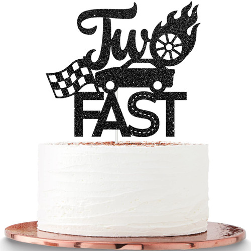 Two Fast Cake Topper for Baby Shower, Theme 2nd Birthday Cake Decorations, Racing Car Checkered Flag Themed Kids Birthday Supplies Two Fast Cake Topper for Baby Shower, Theme 2nd Birthday Cake Decorations, Racing Car Checkered Flag Themed Kids Birthday Supplies
