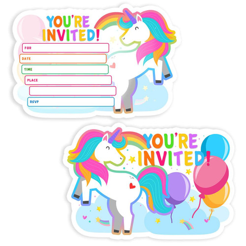 Unicorn Birthday Party Invitations card for Girls, 20 Invite Cards with Envelopes, Birthday Party Supplies