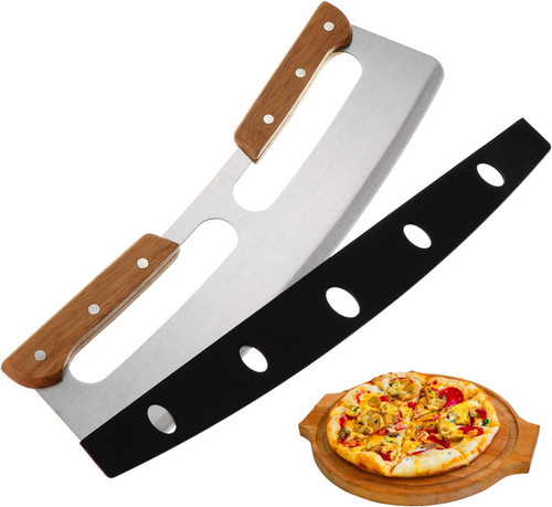 NATRUTH Pizza Cutter with Wooden Handles & Protective Cover,Stainless Steel Pizza Slicer Wheel, Big Pizza Knife Cutters for Homemade Pizza?Bread?Cake?Kitchen Tool