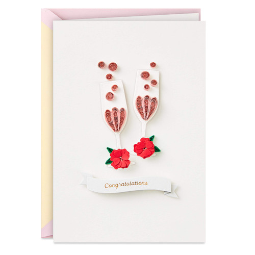 Hallmark Signature Wedding Card (Champagne Flutes, Quilling)