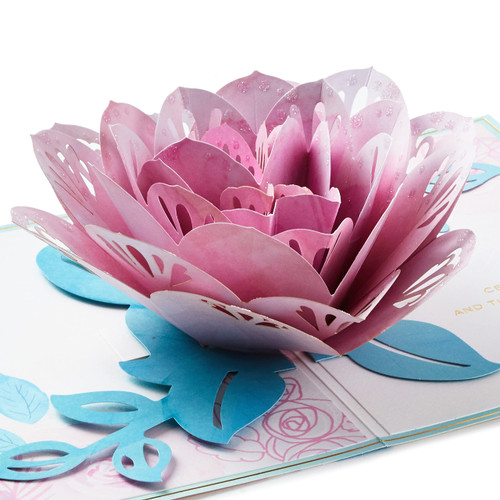 Hallmark Signature Paper Wonder Pop Up Birthday Card, Anniversary Card, Sweetest Day Card for Women (Pink Rose)
