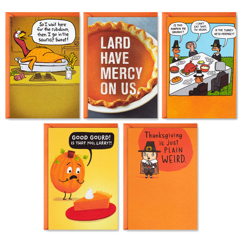 Hallmark Funny Shoebox Funny Thanksgiving Cards Assortment, Pumpkin Pie (6 Cards with Envelopes)