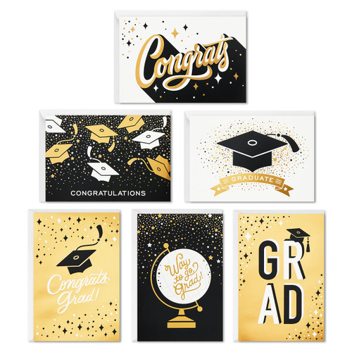 Hallmark Graduation Cards Assortment, Black and Gold (36 Cards and Envelopes, 6 Designs) Hallmark Graduation Cards Assortment, Black and Gold (36 Cards and Envelopes, 6 Designs)