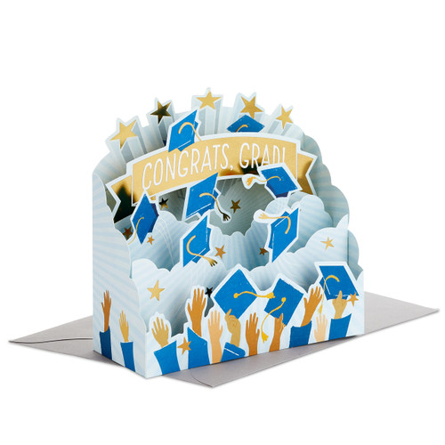 Hallmark Paper Wonder Displayable Pop Up Graduation Card (Hats Off)