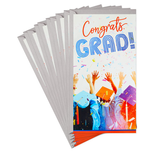 Hallmark Pack of 10 Graduation Money Holders or Gift Card Holders with Envelopes (Confetti)