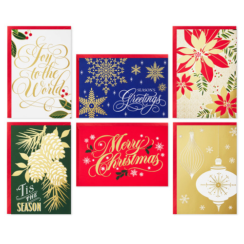 Hallmark Boxed Christmas Cards Assortment, Gold Foil Classic (6 Designs, 36 Cards with Envelopes) Hallmark Boxed Christmas Cards Assortment, Gold Foil Classic (6 Designs, 36 Cards with Envelopes)