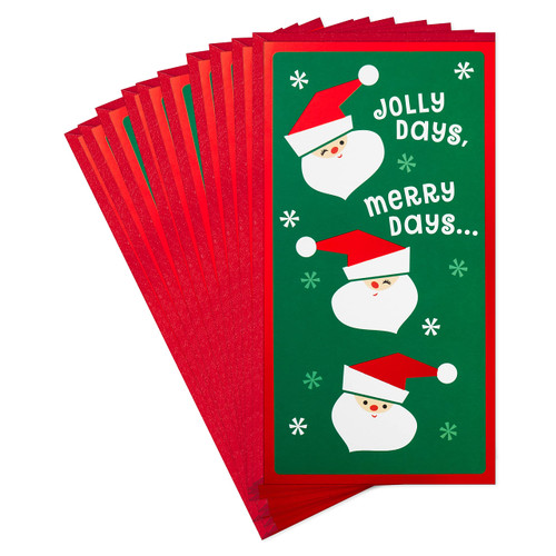 Hallmark Pack of Christmas Money or Gift Card Holders, Santa Claus (10 Cards with Envelopes)