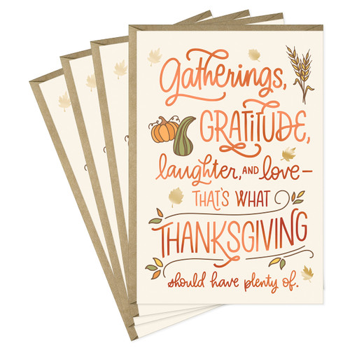 Hallmark Thanksgiving Cards (4 Cards with Envelopes, Single Design) Gatherings & Gratitude