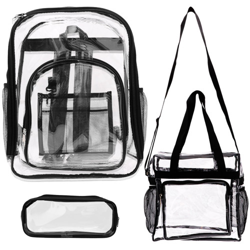 Adatos clear backpack, lunch box and pencil pouch for school, transparent backpack, clear lunch bag, clear pencil case
