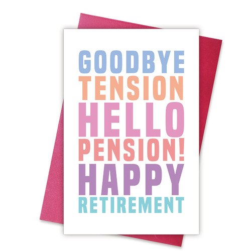 Norssiby Happy Retirement Card, Funny Retirement Card, Goodbye Tension Hello Pension Card, Pension Card