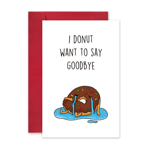 Funny Coworker Leaving Card, Cute Donut Goodbye Card for Friends, Adorable Going Away Farewell Card