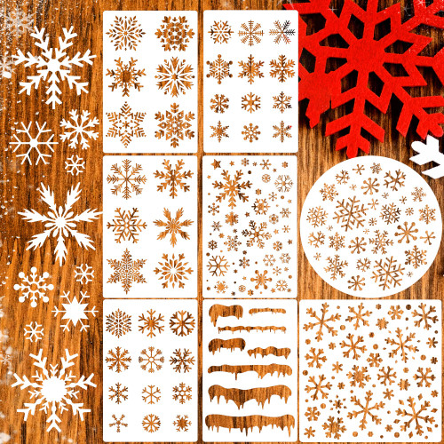 Christmas Snowflake Stencils Winter Snowflake Stencil Reusable Xmas Drawing Templates for Painting on Wood Window Card Scrapbook