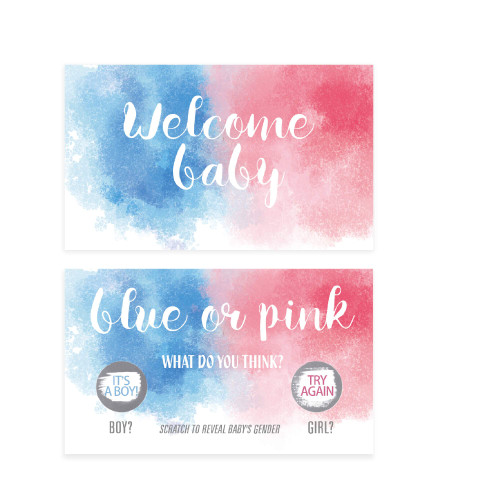 Gender Reveal Scratch Off Game Card - Boy, Pack of 50 Gender Reveal Games Cards, 3.5x2inch Gender Reveal Party Decoration, Gender Reveal Party Favor, She Or He, Pink Or Blue Party Game Cards