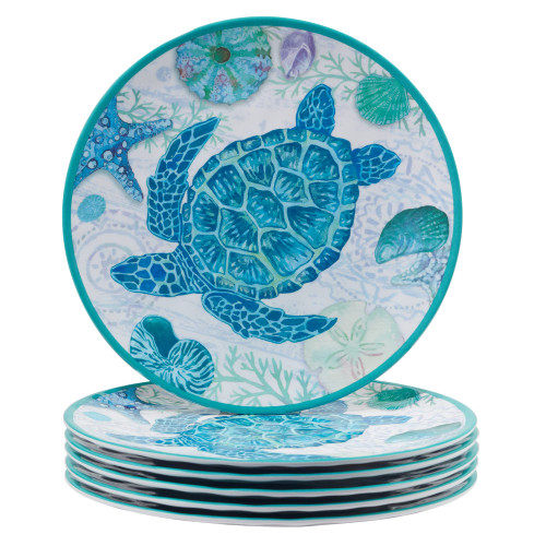Certified International Serene Seas 11" Melamine Dinner Plates, Set of 6, Multicolor