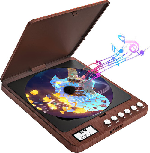 Portable CD Player with Built-in Speakers 2000mAh Rechargeable Walkman CD Player Portable Double 3.5mm Stereo Headphones Jack, Anti-Skip Compact Discman Music Player for Kids Car