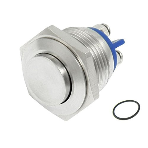 yueton DC 36V 2A 16mm High Round Cap Waterproof Metal Momentary Push Button Switch High Flush Reactable Screw Terminals