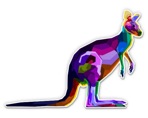Kangaroo Colorful - 3" Vinyl Sticker - for Car Laptop Water Bottle Phone - Waterproof Decal