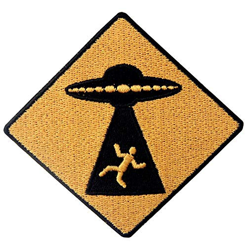 Caution UFO Appear Patch Embroidered Badge Iron On Sew On Emblem