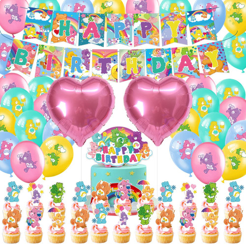 52 Pcs Bear Birthday Party Supplies, Kids Party Supplies Include Birthday Banner, Cake Topper, Cupcake Topper, Latex Balloon, Foil Balloon for Birthday Decorations 52 Pcs Bear Birthday Party Supplies, Kids Party Supplies Include Birthday Banner, Cake Topper, Cupcake Topper, Latex Balloon, Foil Balloon for Birthday Decorations