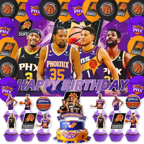??????? ???? Birthday Party Decoration, Include Basketball Theme Party Backdrop 5 x 3 FT, Cake Topper, Latex Balloons, for Kids Adult Fans Birthday Party